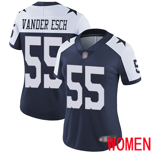 Women Dallas Cowboys Limited Navy Blue Leighton Vander Esch Alternate 55 Vapor Untouchable Throwback NFL Jersey